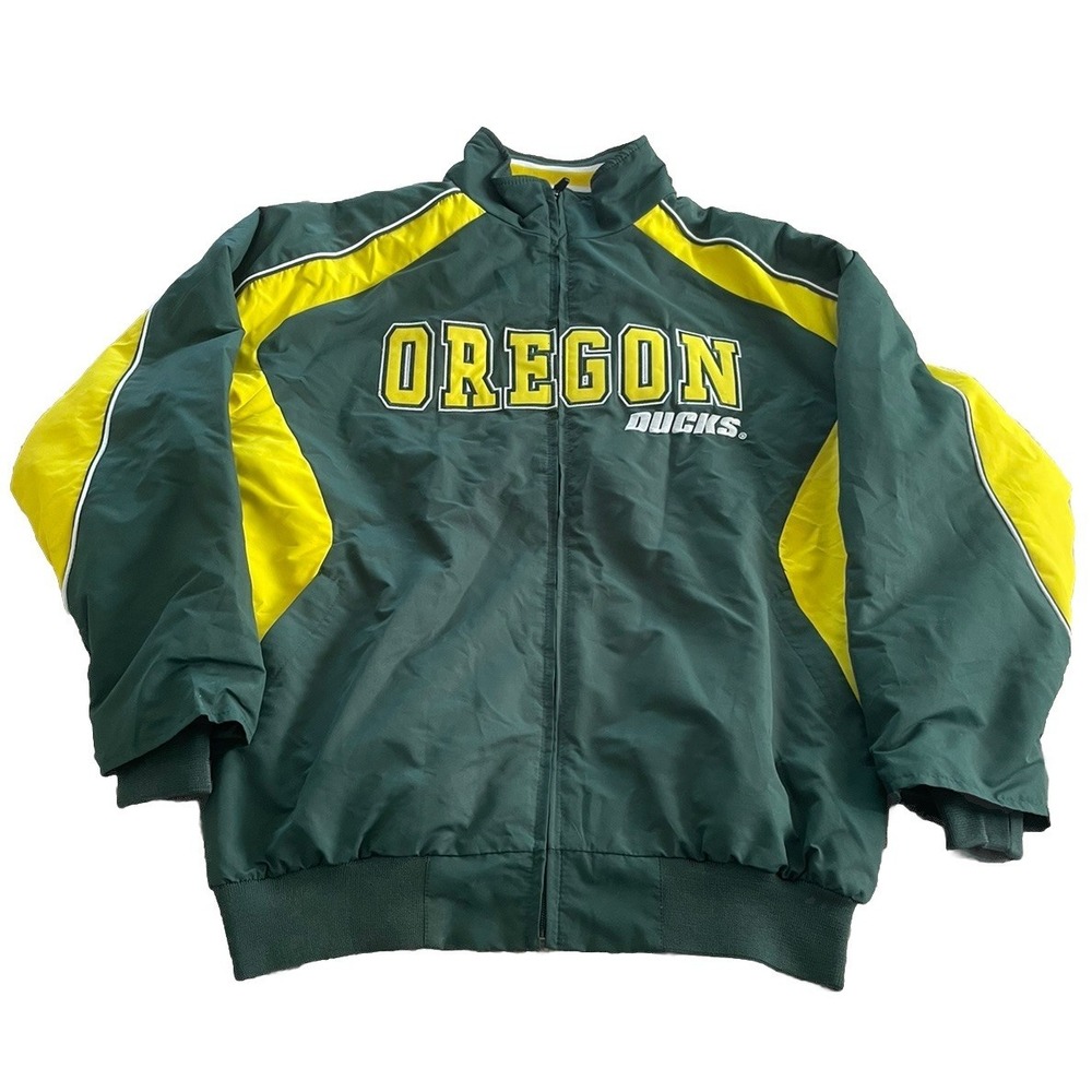 OREGON DUCKS Colosseum Athletics Green Fleece Lined Jacket Coat Medium Full Zip
